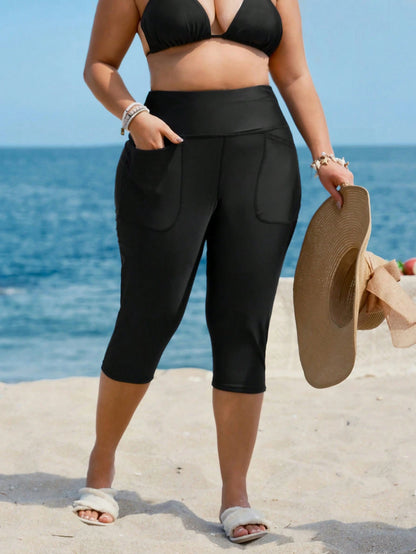 Swim Lushoire Plus Size Solid Color Swimsuit Bottom For Summer Beach Vacation