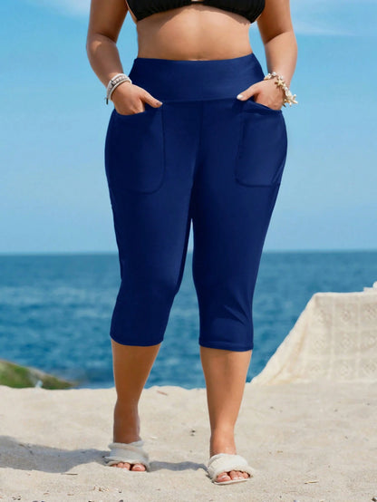 Swim Lushoire Plus Size Solid Color Swimsuit Bottom For Summer Beach Vacation