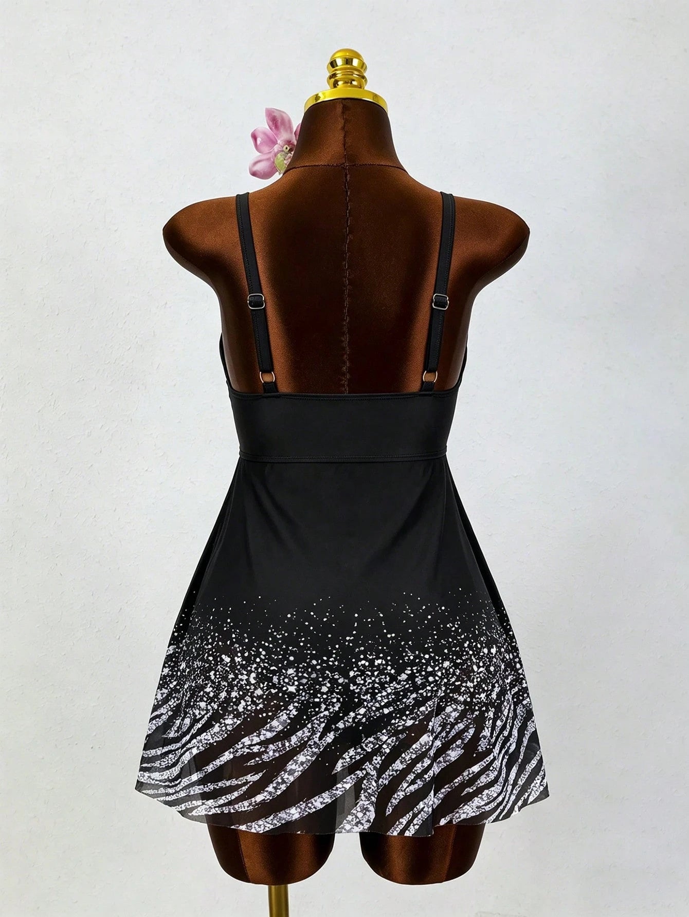 Swim Lushoire Plus Size Women One-Piece Printed Simple Swim Dress For Summer Vacation