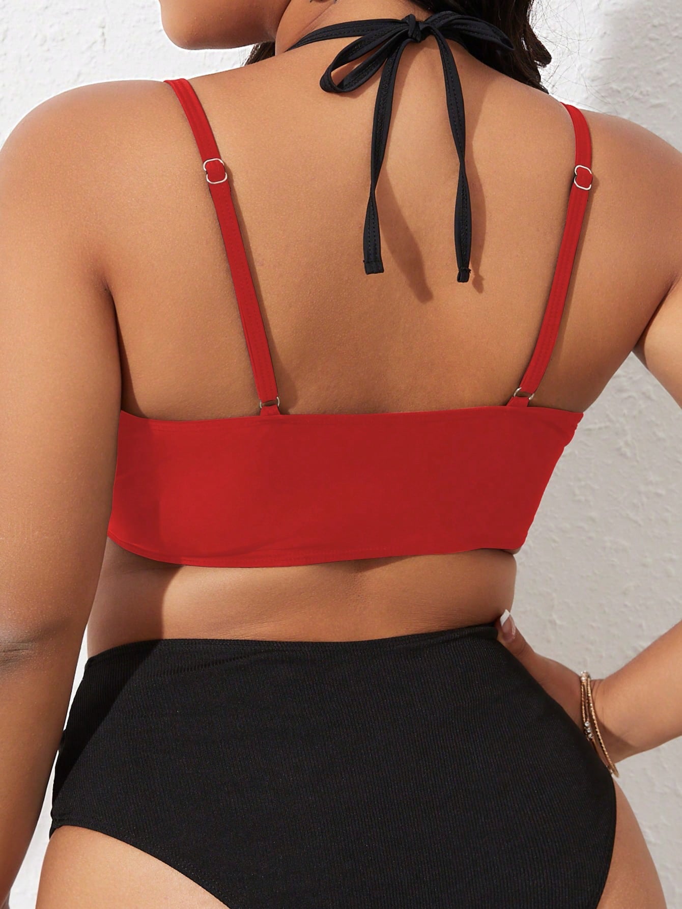 Swim Lushoire Summer Beach Plus Ring Linked Halter Bikini Top