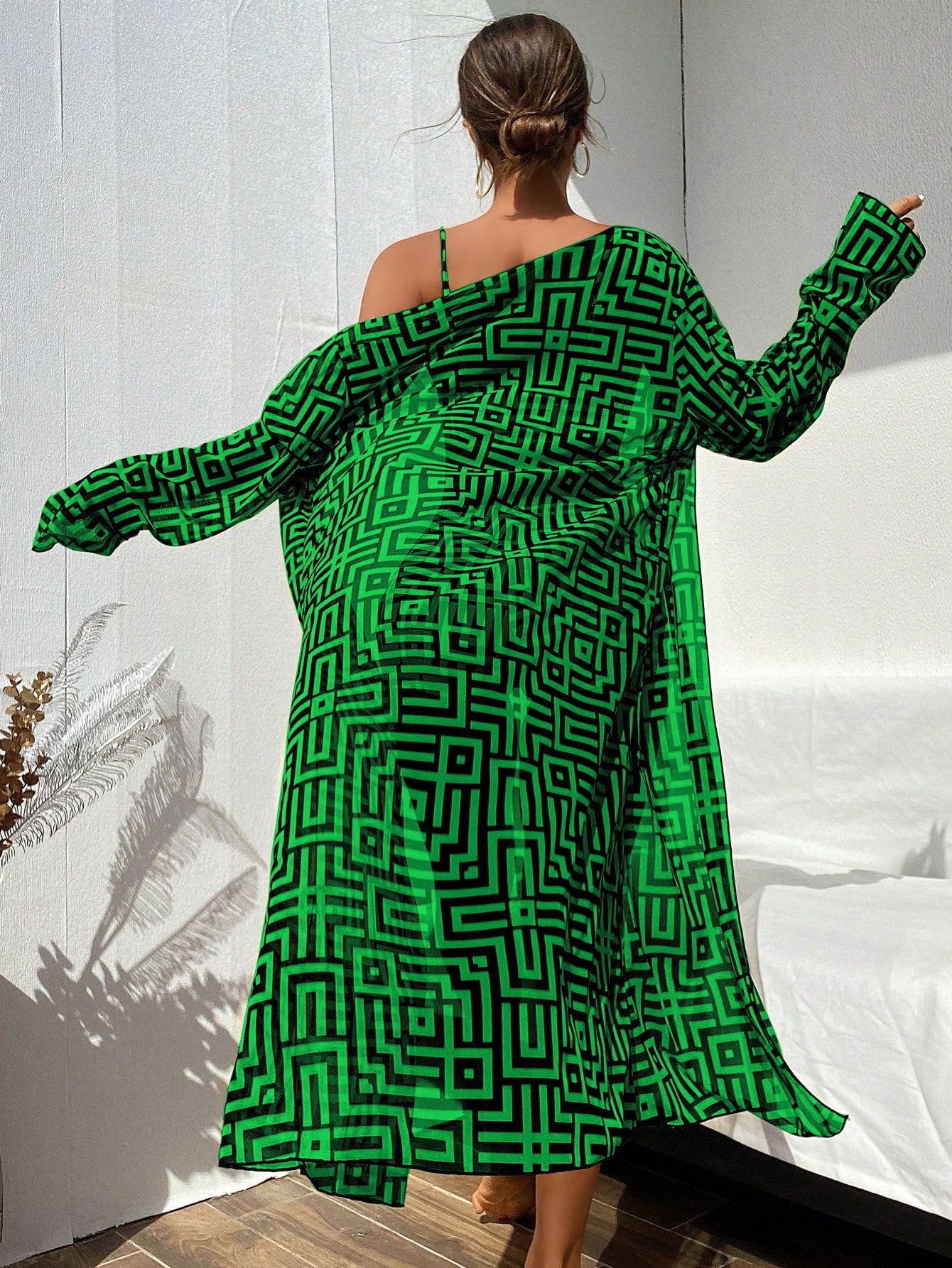 Swim Lushoire Summer Beach Women's Swimwear Set Includes Printed Bra, Panties And Random Pattern Cover Up, 3pcs