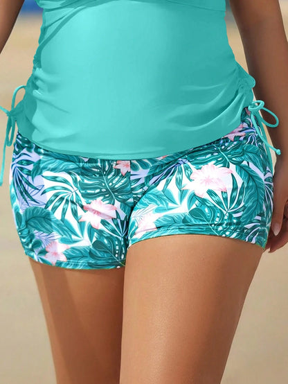 Swim Lushoire Women Plus Size Random Printing High Waist Shorts, Casual Beach Swimwear Bottom For Summer Beach Vacation