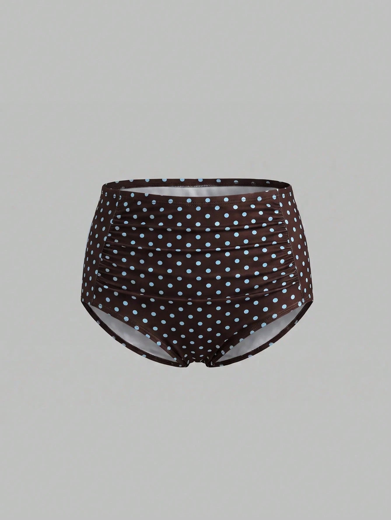 Swim Mod Plus Size Women's Printed Polka Dot Bikini Bottoms, High Waist, Flattering, Anti-Slip, Fashionable For Beach, Vacation, Pool, Summer 1920s 1920s