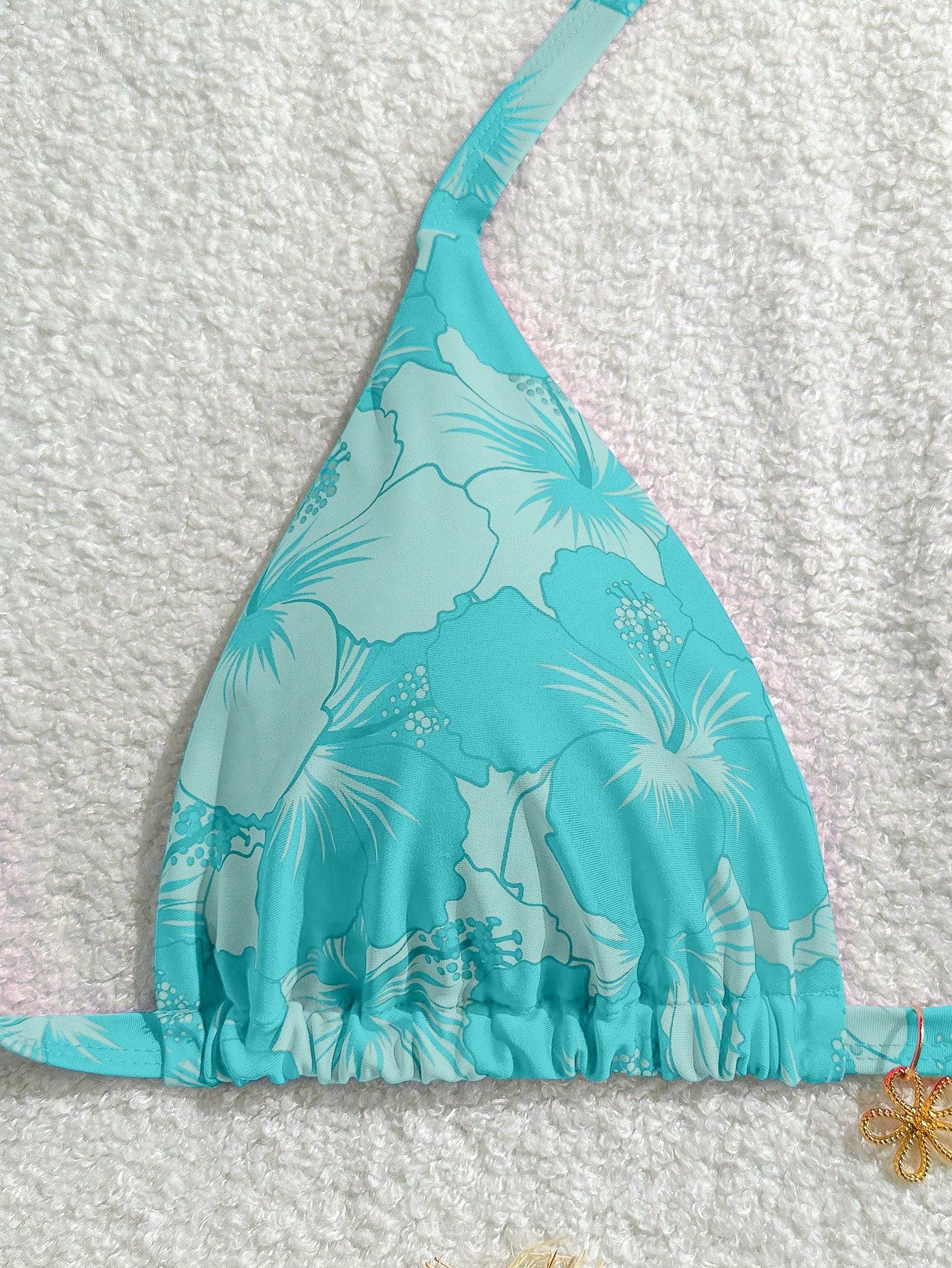 Swim Mod Plus Size Women's Summer Tropical Floral Decorated Fashionable Energetic Halter Tankini Top