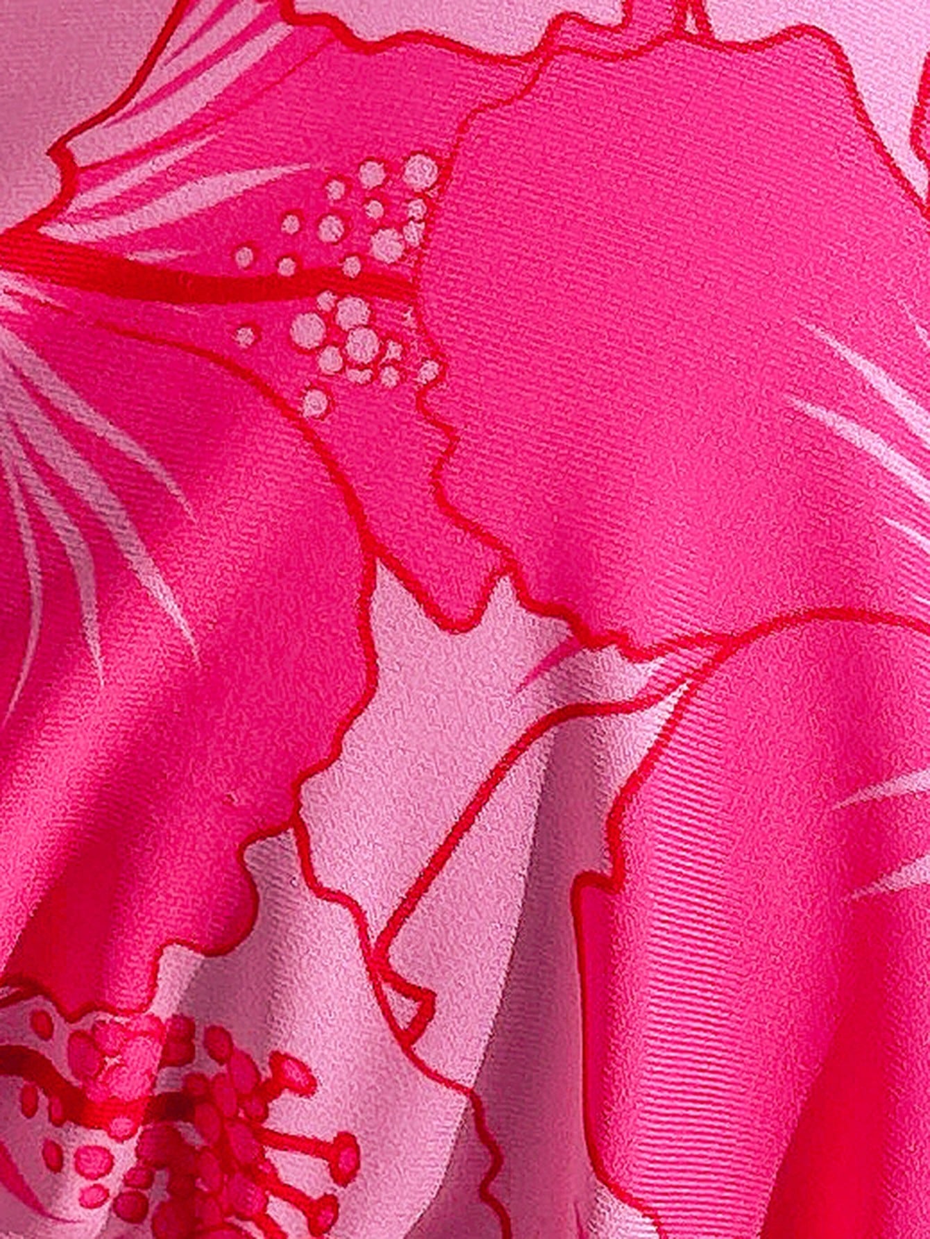 Swim Mod Plus Size Women's Summer Tropical Floral Decorated Fashionable Energetic Halter Tankini Top