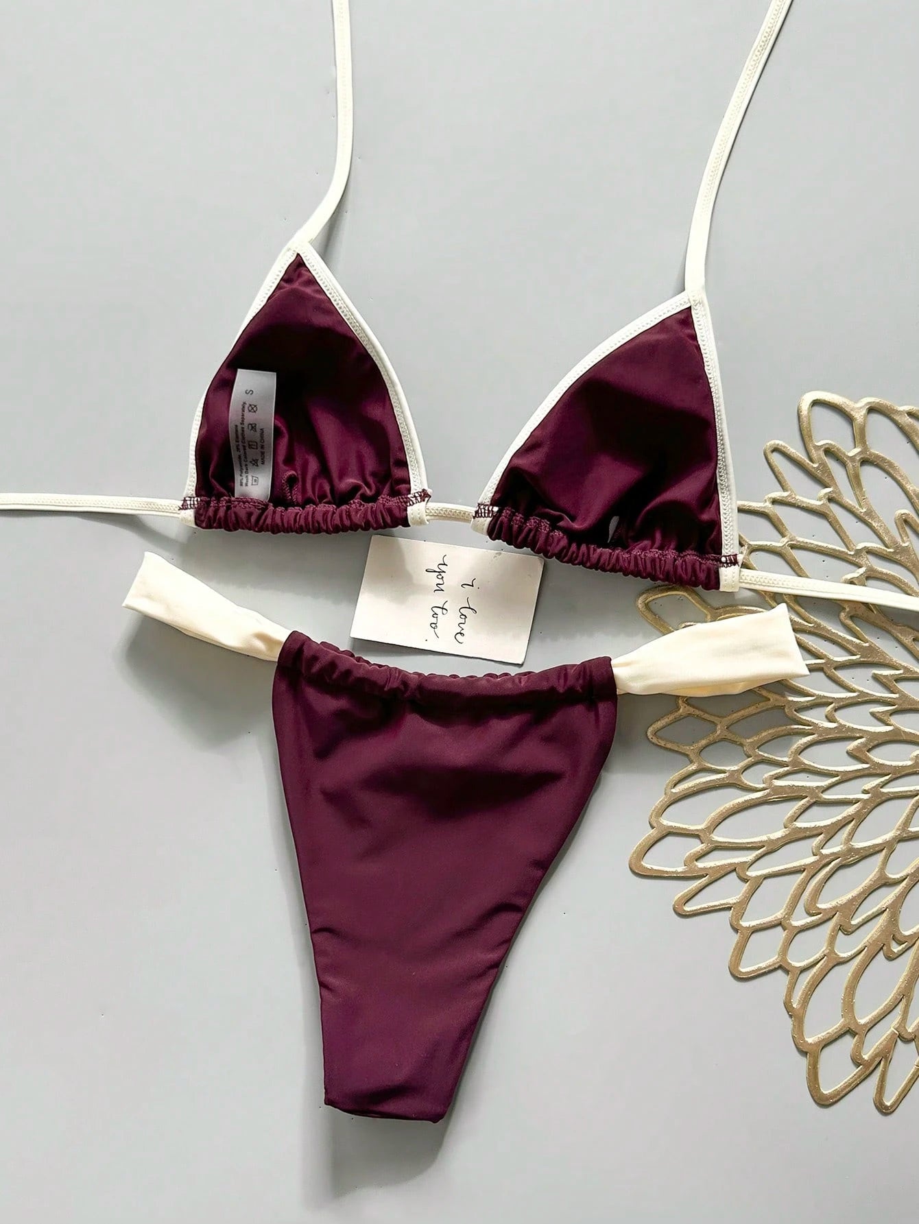 Swim Mod Women's Solid Color Halter Bikini Set, Spring/Summer