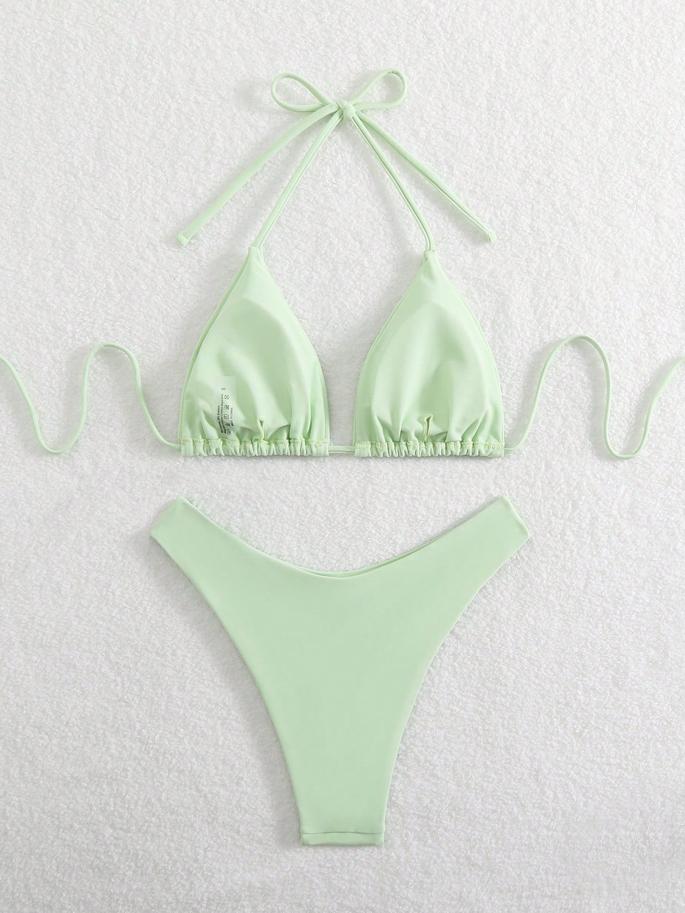 Swim Mod Women's Solid Color Halter Neck Bikini Set, Simple & Fashionable For Casual Beach Everyday Wear For Summer Beach Vacation