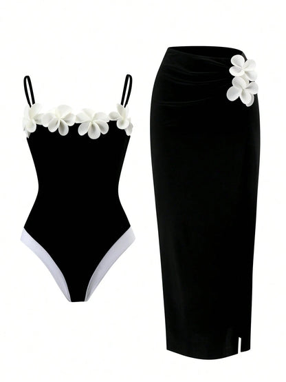Swim Oasis 2026 Spring/Summer New Plus Size One-Piece Swimsuit, Fashionable High-End Elegant Floral One-Piece Swimsuit For Women