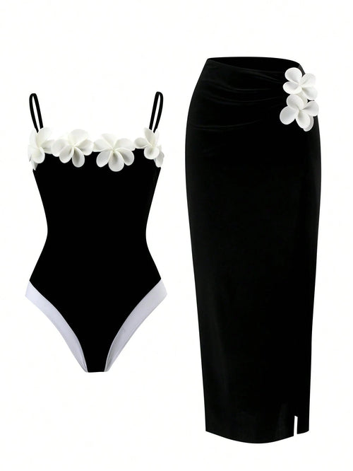 Swim Oasis 2026 Spring/Summer New Plus Size One-Piece Swimsuit, Fashionable High-End Elegant Floral One-Piece Swimsuit For Women