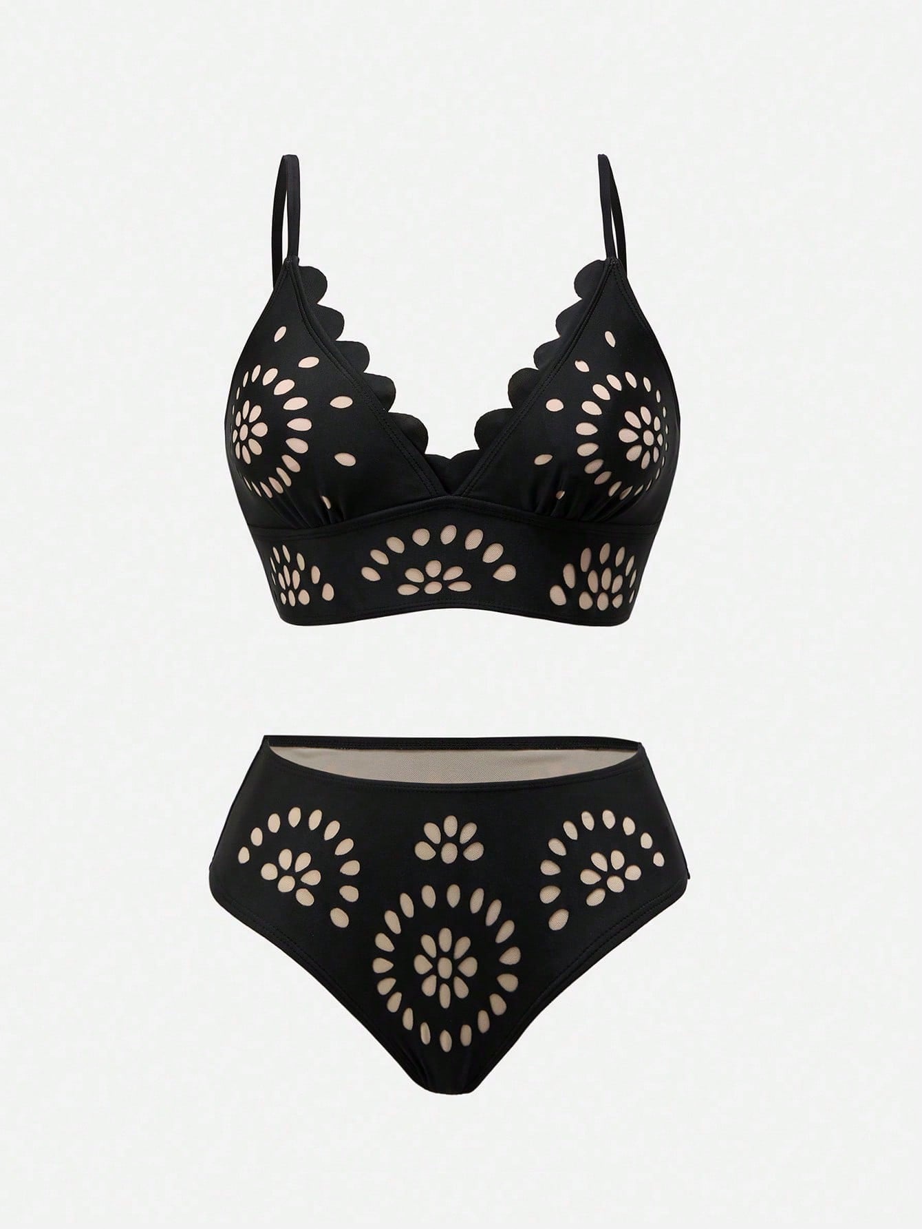 Swim Oasis 2026 Spring/Summer New Plus Size Swimsuit Set Hollow Cut-Out Floral Premium Minimalist Women's Swimsuit Set