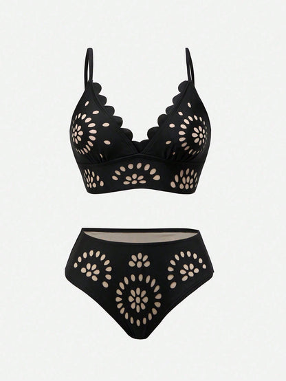 Swim Oasis 2026 Spring/Summer New Plus Size Swimsuit Set Hollow Cut-Out Floral Premium Minimalist Women's Swimsuit Set