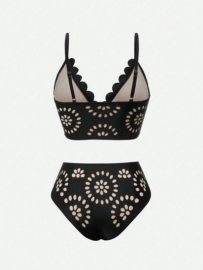 Swim Oasis 2026 Spring/Summer New Plus Size Swimsuit Set Hollow Cut-Out Floral Premium Minimalist Women's Swimsuit Set