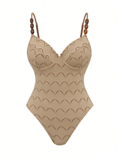 Swim Oasis 2pcs/Set Summer Vacation Sexy Backless Spaghetti Strap Women One-Piece Swimsuit & Sarong Maxi Skirt