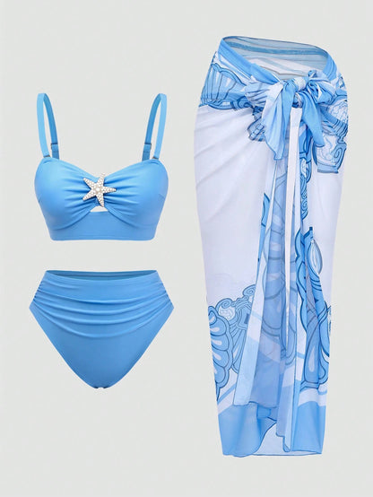 Swim Oasis Plus Size Solid Color Fashionable Casual Vacation Skirt Swimwear