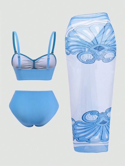 Swim Oasis Plus Size Solid Color Fashionable Casual Vacation Skirt Swimwear