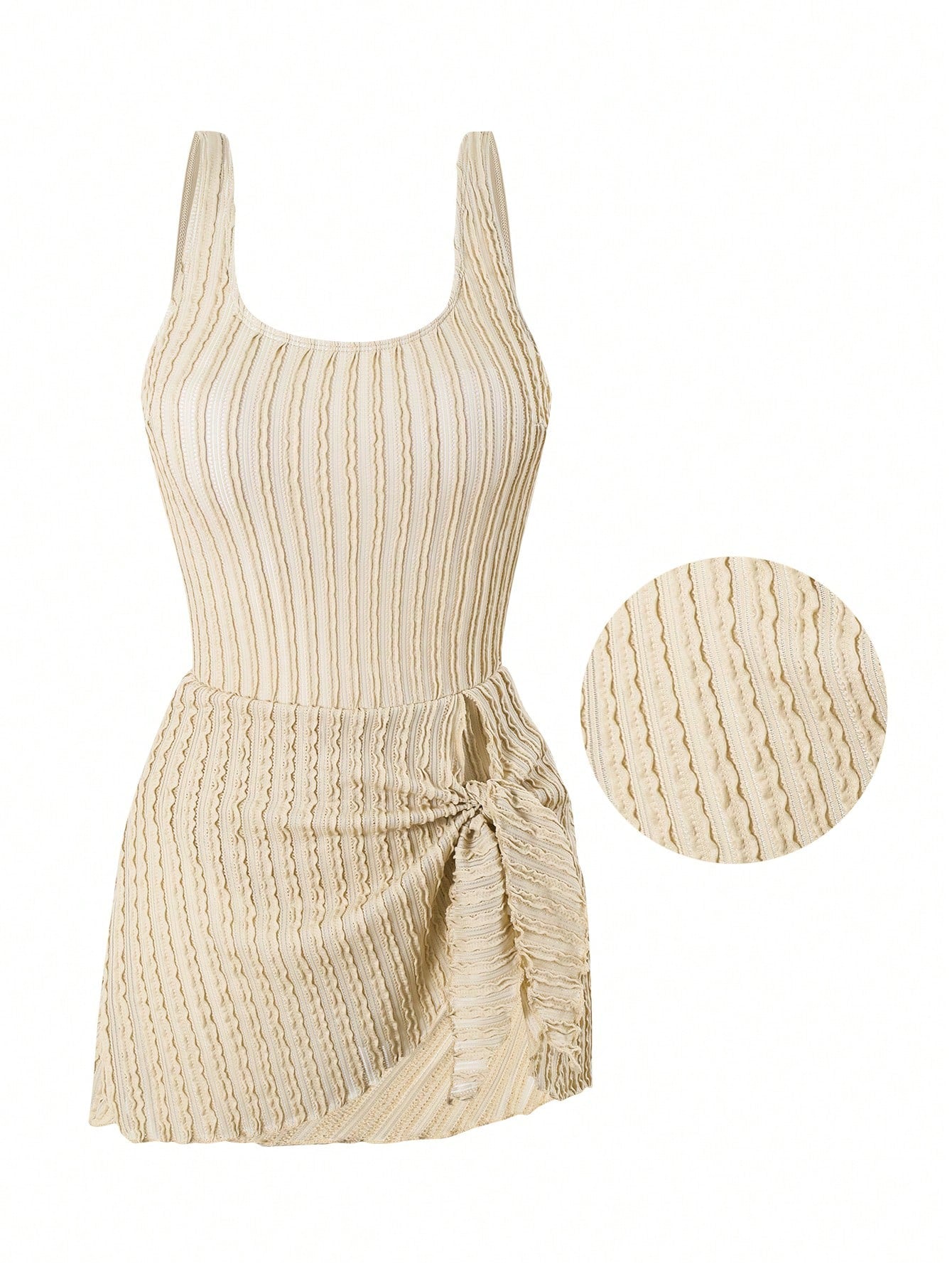Swim Oasis Women's Solid Color Special Fabric Casual Beach Resort One-Piece Swimsuit Dress Summer
