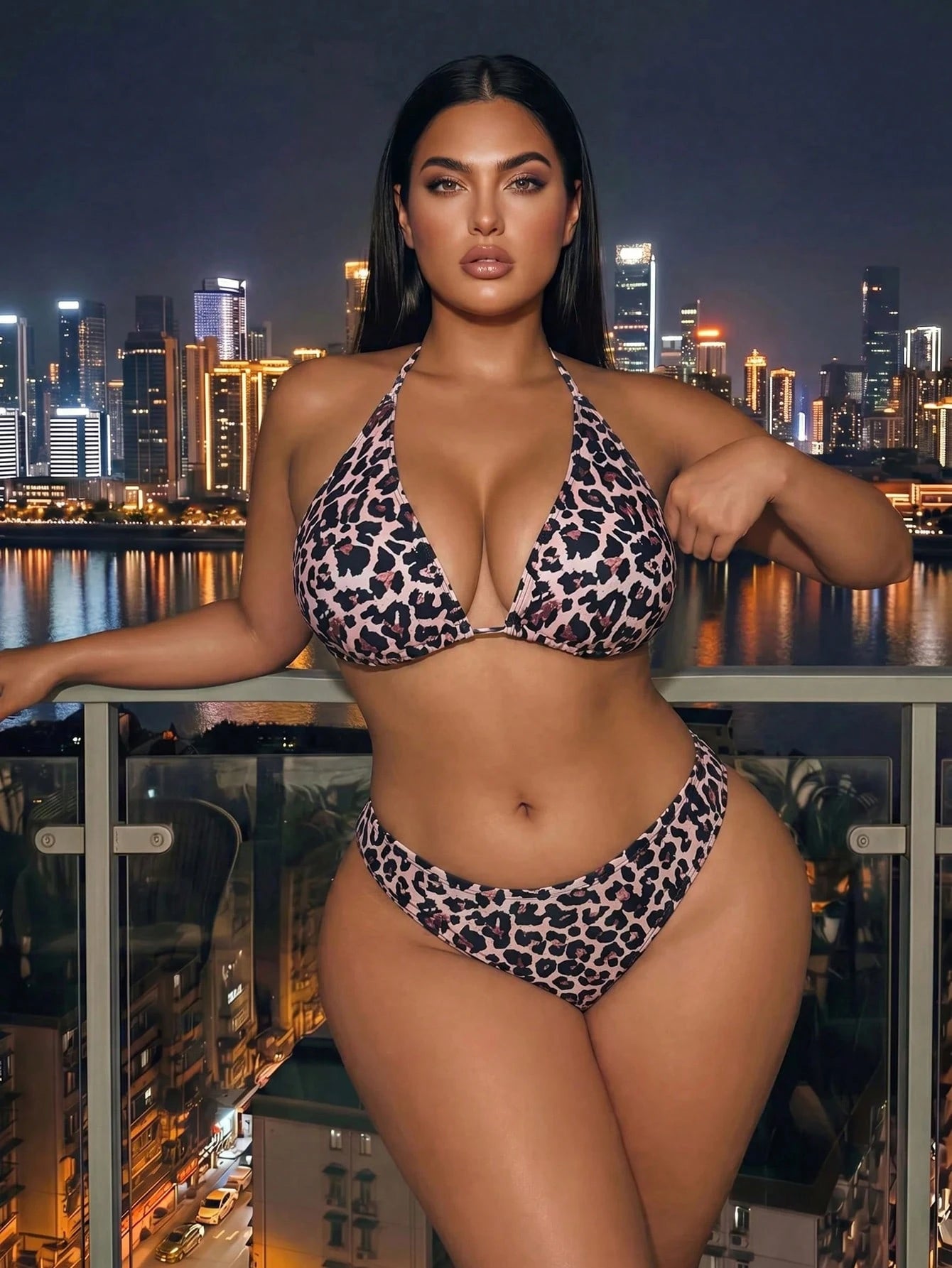 Swim SXY Plus Size Women's 2-Piece Bikini Swimsuit Set, Sexy Fashion Beach Beach Vacation Vacation Pool Swimming Yacht Summer Pink