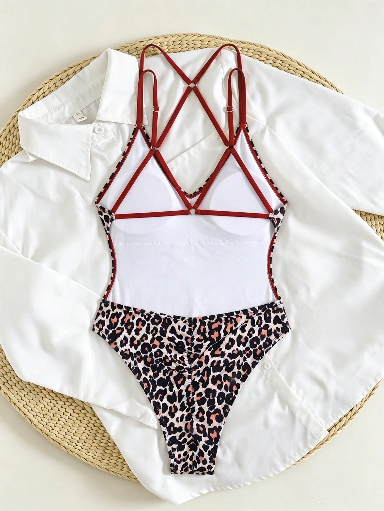 Swim SXY Vacation Beach Leopard Print One-Piece Swimsuit, Random Print