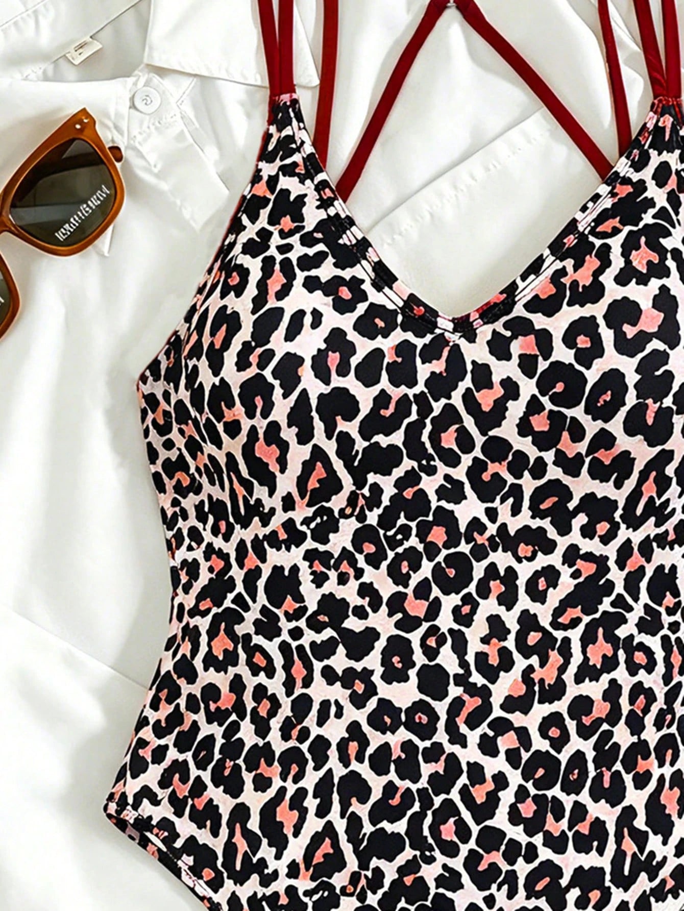 Swim SXY Vacation Beach Leopard Print One-Piece Swimsuit, Random Print