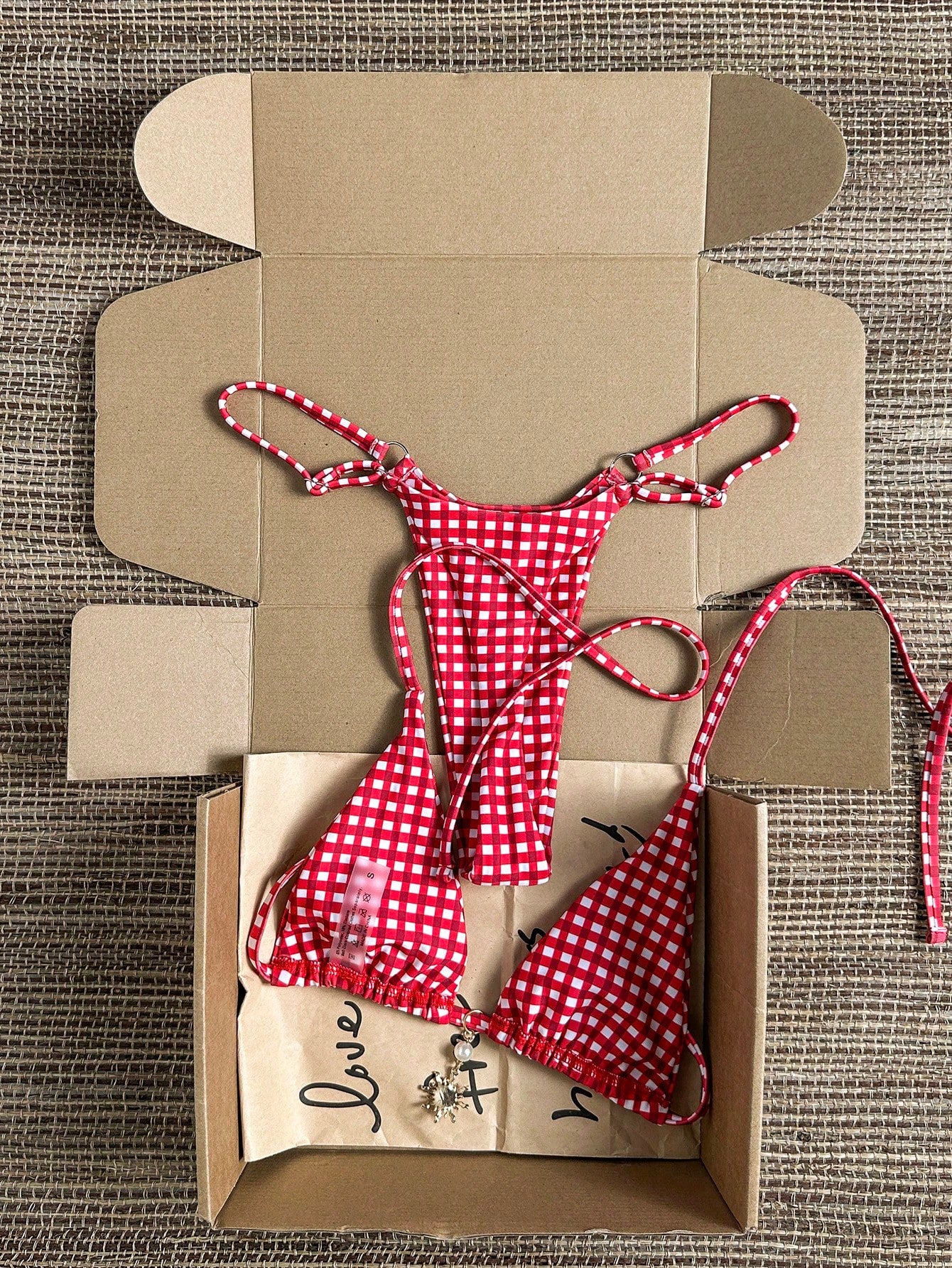 Swim Vcay 2026 Spring/Summer Pink Polka Dot Halter Tie Bikini With Red Sun Pendant, High Cut Adjustable Sexy Bikini For Women