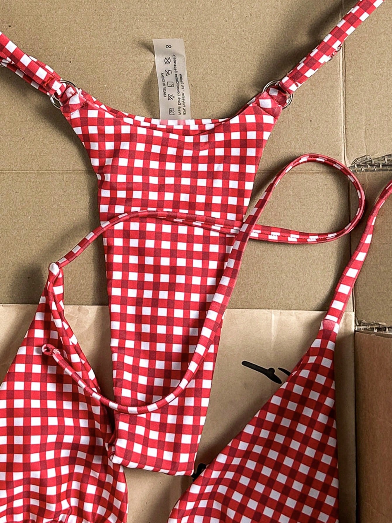 Swim Vcay 2026 Spring/Summer Pink Polka Dot Halter Tie Bikini With Red Sun Pendant, High Cut Adjustable Sexy Bikini For Women