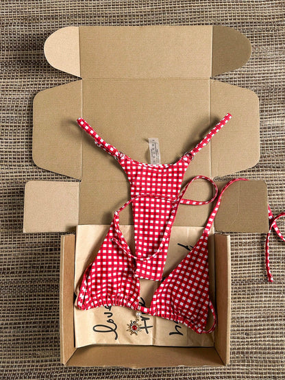 Swim Vcay 2026 Spring/Summer Pink Polka Dot Halter Tie Bikini With Red Sun Pendant, High Cut Adjustable Sexy Bikini For Women