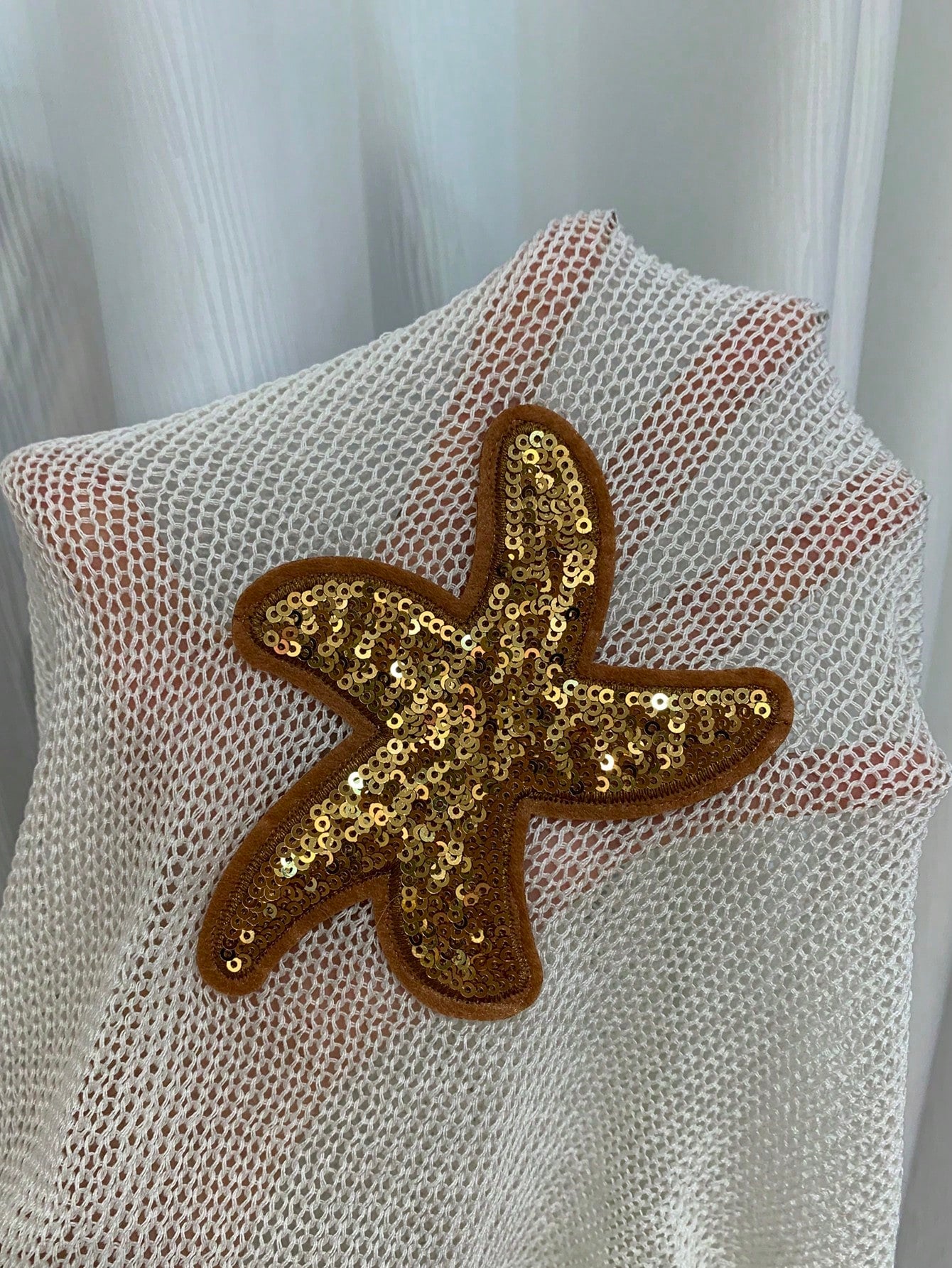 Swim Vcay Spring/Summer Vacation Coffee Brown Cowl Neck Sparkling Starfish Hollow Out Plus Size Dress Beach Beach Vacation Cover-Up For Women Sexy