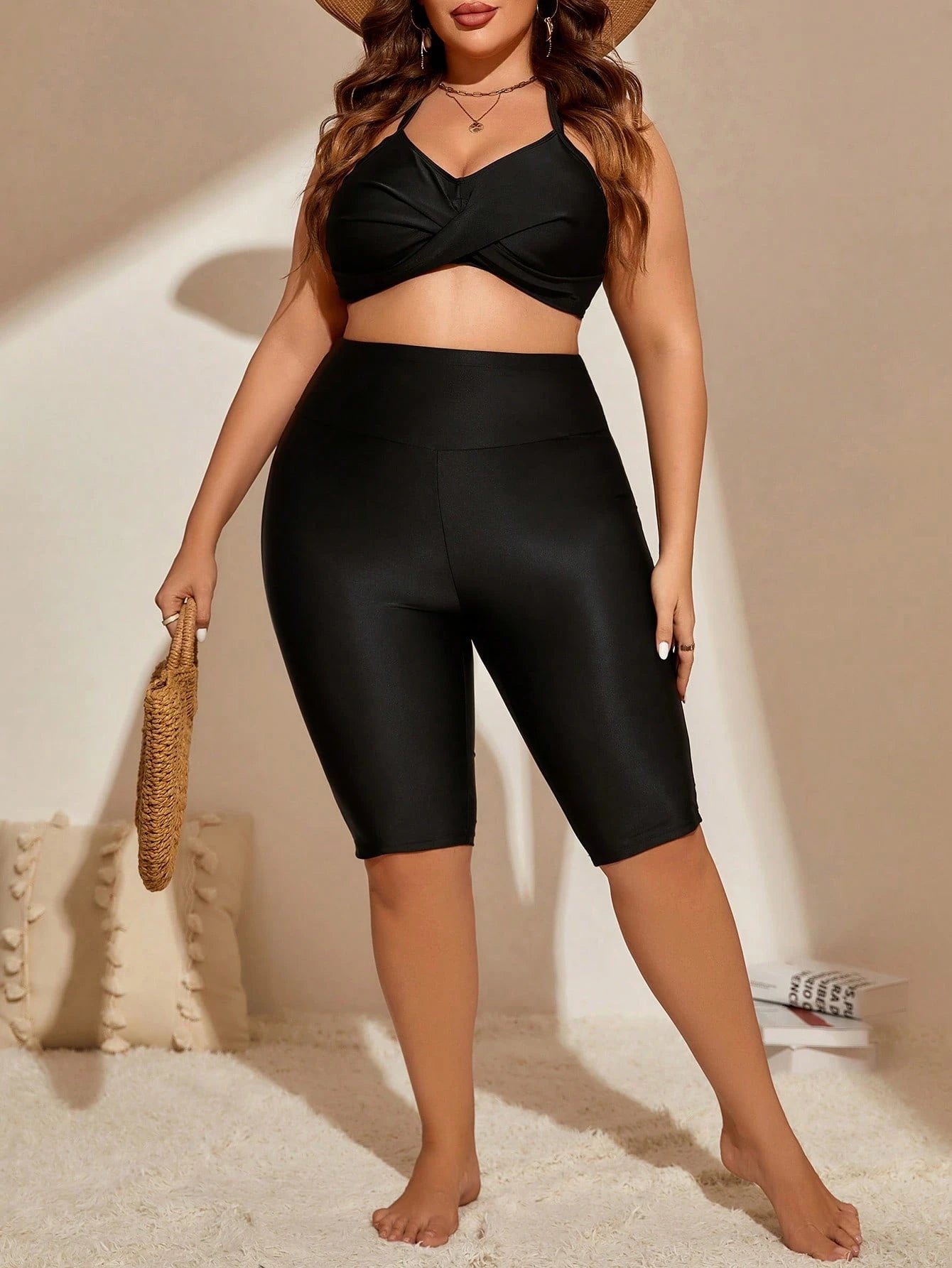 Swim Vcay Summer Beach Plus Wideband Waist Bikini Bottom