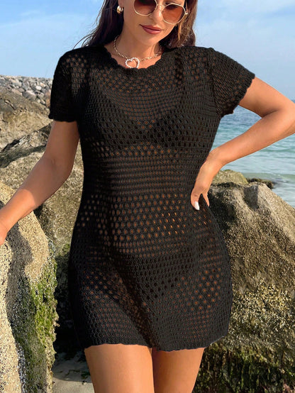 Swim Vcay Summer Outfits For Women Women's Solid Color Simple Daily Short Sleeve Cover Up Summer