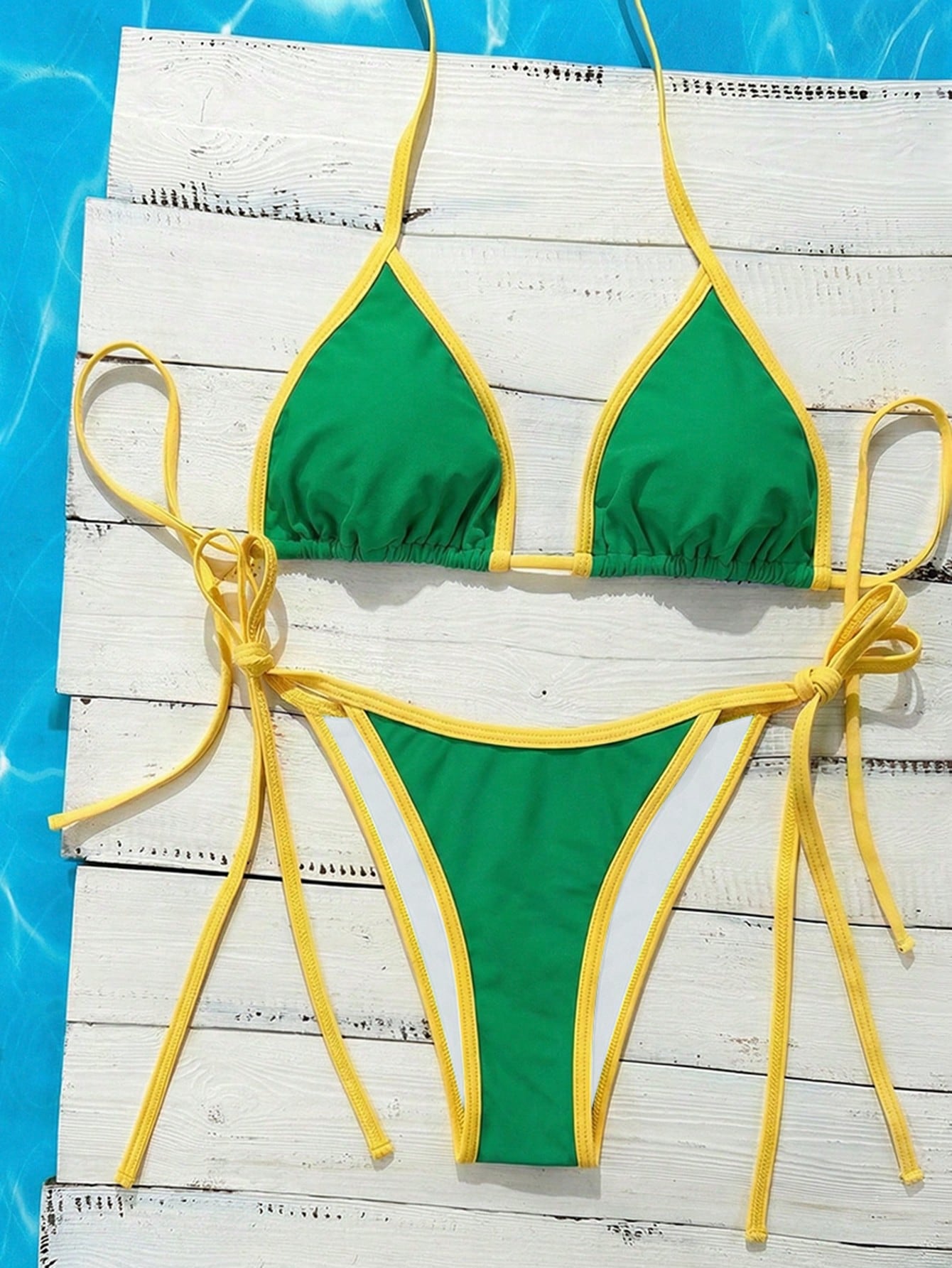 Swim Vcay Vacation Beach Contrast Color Trim Bikini Set Beach Outfit For Women Summer Swimwear Women Bikini Sets Women's Swimwears