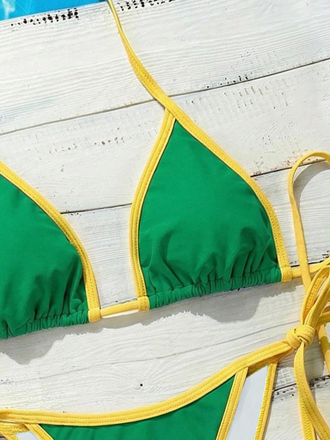 Swim Vcay Vacation Beach Contrast Color Trim Bikini Set Beach Outfit For Women Summer Swimwear Women Bikini Sets Women's Swimwears
