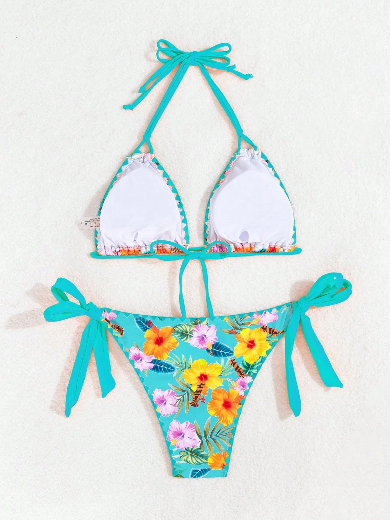 Swim Vcay Women's Floral Print Halter Tie Sexy Bikini Set For Summer Beach