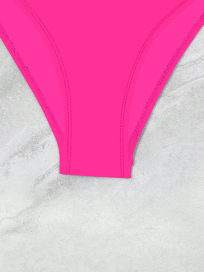 Swim Vcay Women's Pink Push Up Bikini Set,Summer Casual Beach Holiday Vacation Halter Neck Tie Swimsuit With Underwire And Gathered Design,Holiday Swimwear