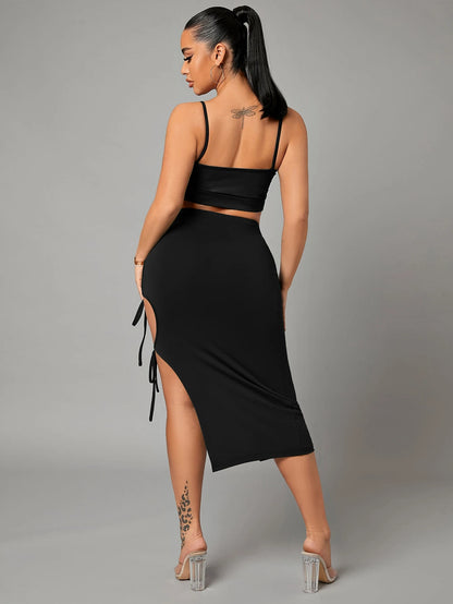 SXY Solid Tie Side Pencil Skirt