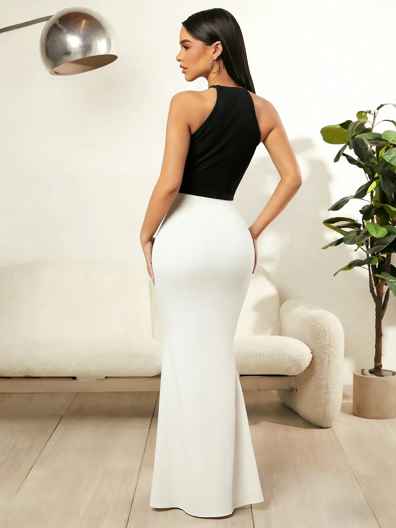 SXY Women's Solid Color Minimalist Casual Maxi Dress White Formal Skirt White Maxi Skirt White Mermaid Skirt Elegant Skirt Long White Skirt