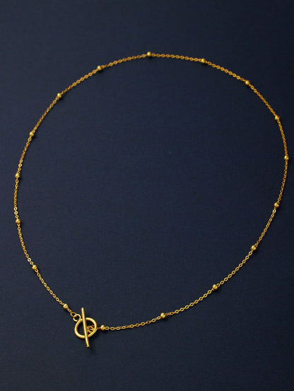 SYMFNY 1pc 925 Sterling Silver OT Clasp Pearl Necklace, Suitable For Women Daily & Holiday Wear