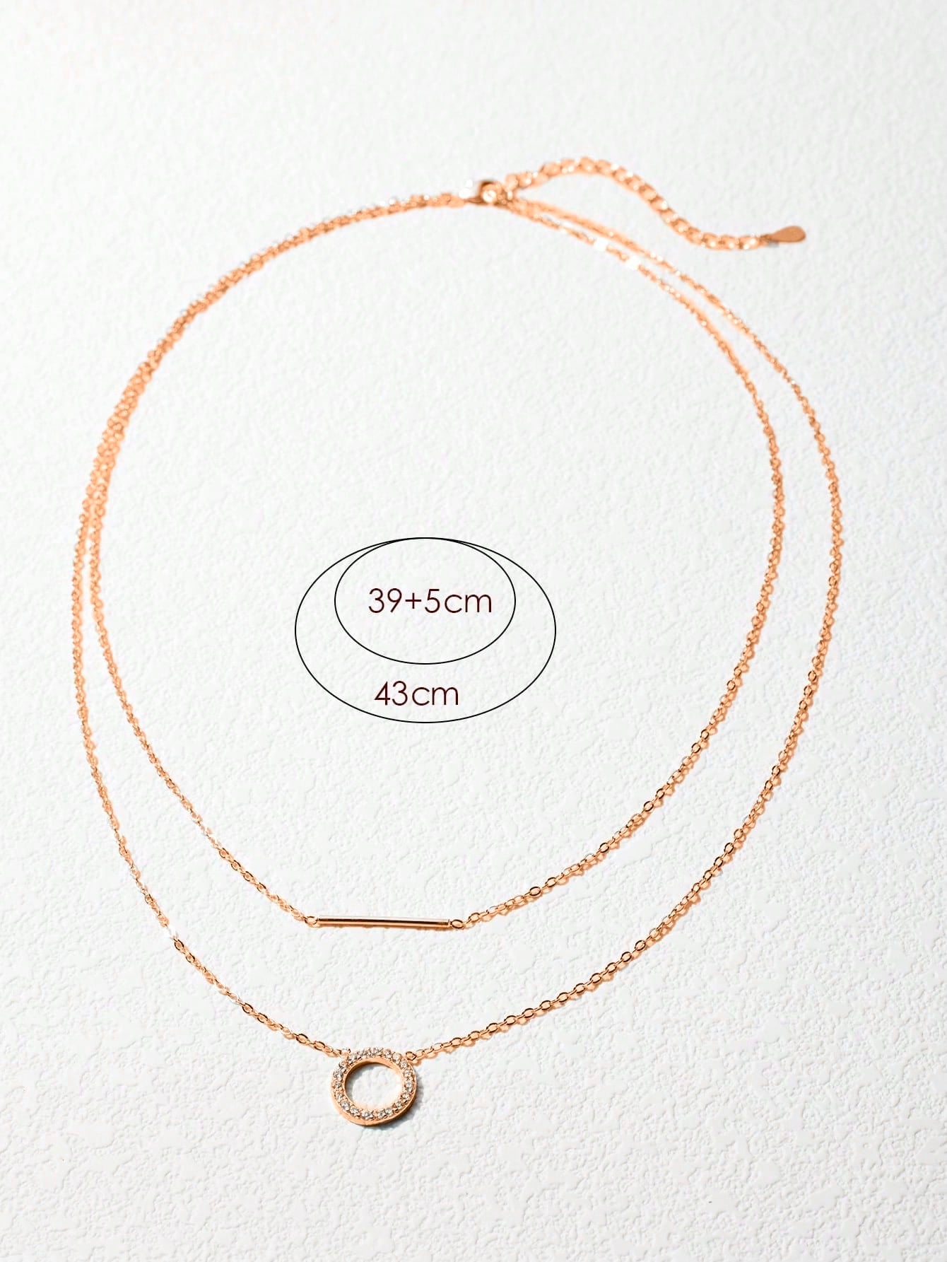 SYMFNY 1pc 925 Sterling Silver Rose Gold Round Open Cubic Zirconia Layered Bar Necklace