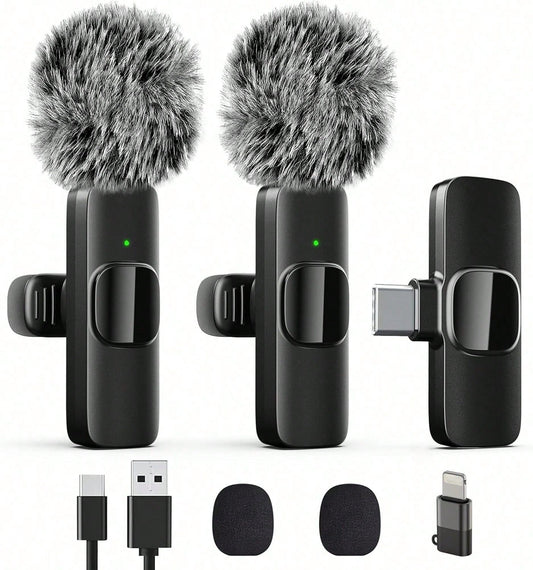Tangle-Free Wireless Lavalier Microphone Live Streaming Equipment Professional Lapel Microphone For IPhone Pad Mini Video Recording Mic For Interview Video Podcast Vlog YouTub Livestream Noise Reducti