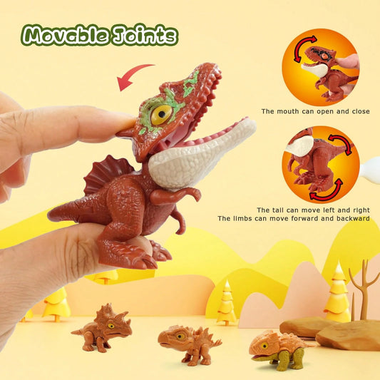 Tecforood Biting Finger Dinosaur Toys Snap Squad Dinosaur Collectibles Creative Interactive Dino Figures Mini Dinosaur Model Playset Educational Bite Hand Dinosaur Toy For Kids Early Cognitive Learnin