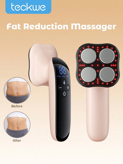 Teckwe Upgraded Cordless Massager Heads Body Sculpting Machine 4 Heads Pro Max Version Cellulite Massager, 4 IN 1 Stretch Marks Remover Body Beauty Machine For Belly Thigh Hip Leg, Pink