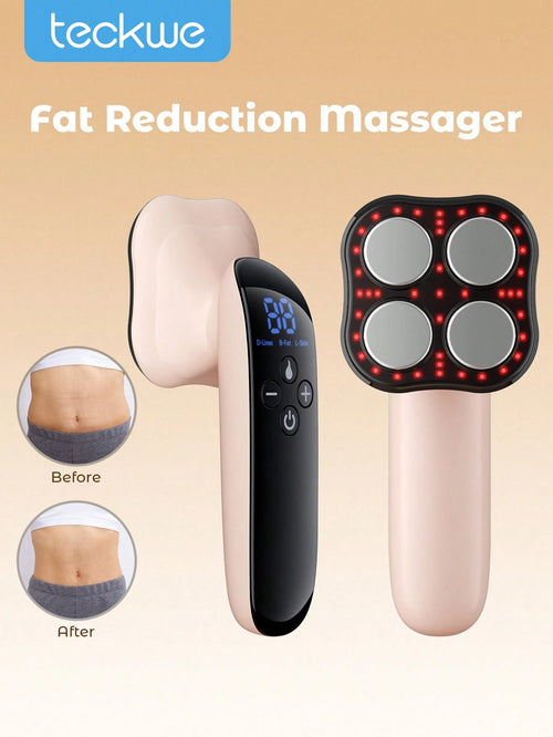 Teckwe Upgraded Cordless Massager Heads Body Sculpting Machine 4 Heads Pro Max Version Cellulite Massager, 4 IN 1 Stretch Marks Remover Body Beauty Machine For Belly Thigh Hip Leg, Pink
