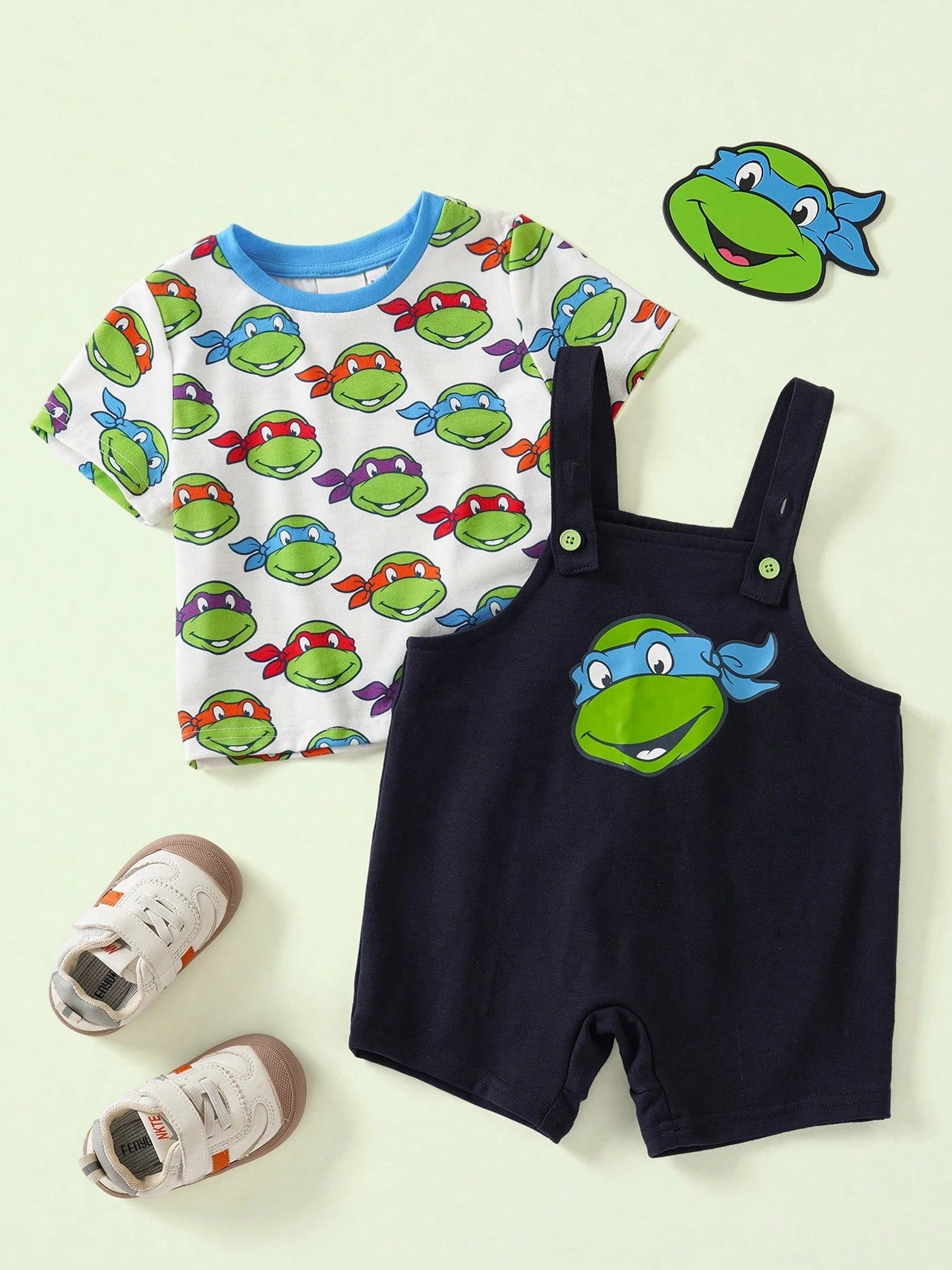 TEENAGE MUTANT NINJA TURTLES| Baby Boy Round Neck Short Sleeve T-Shirt And Overalls Shorts Set Teen MUTANT TURTLES