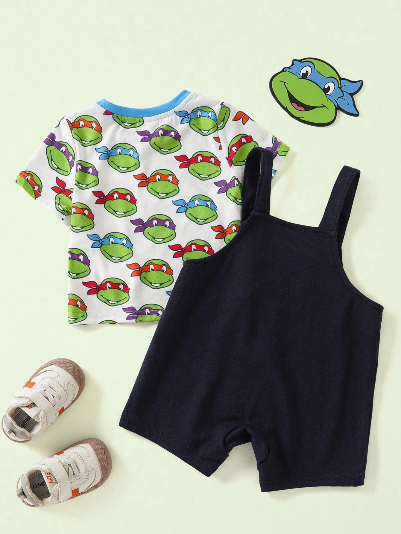 TEENAGE MUTANT NINJA TURTLES| Baby Boy Round Neck Short Sleeve T-Shirt And Overalls Shorts Set Teen MUTANT TURTLES
