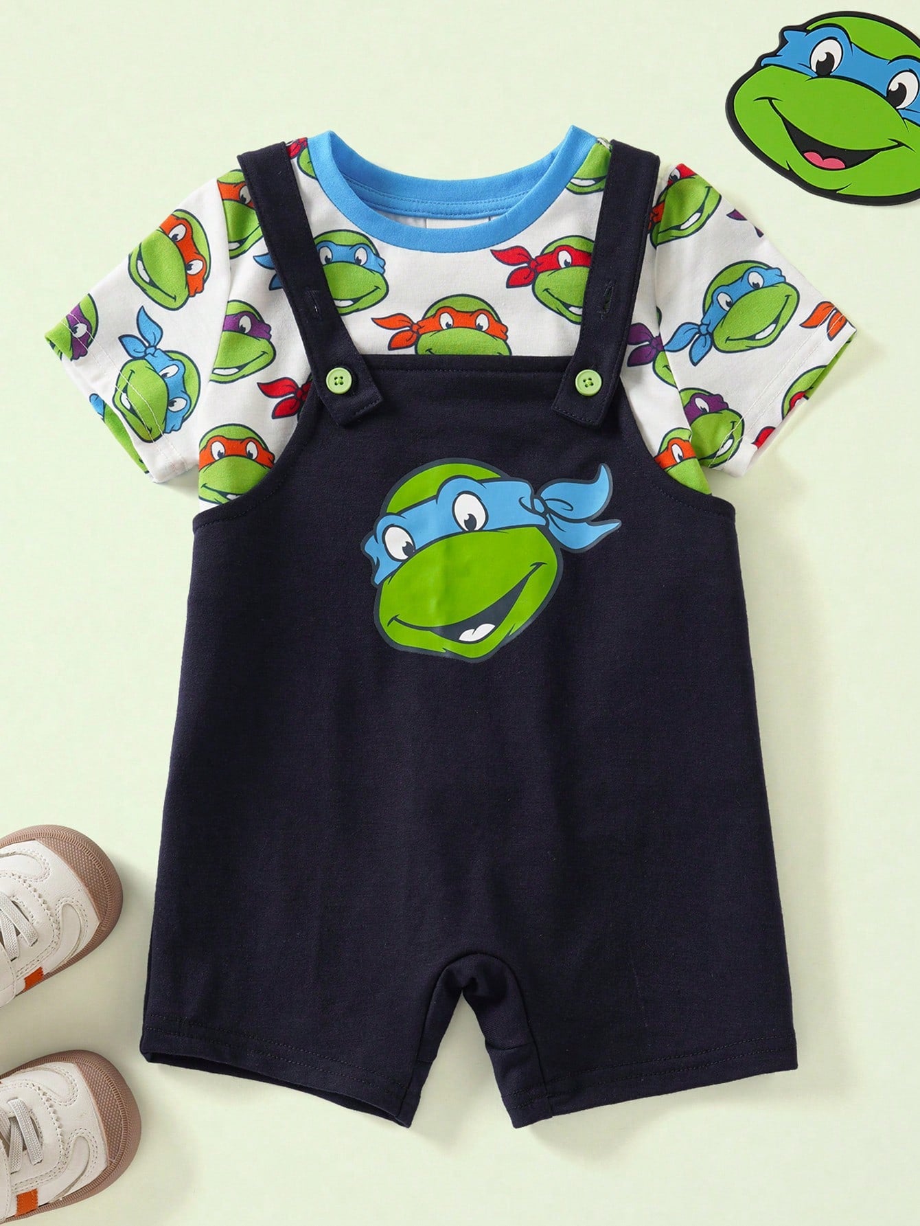 TEENAGE MUTANT NINJA TURTLES| Baby Boy Round Neck Short Sleeve T-Shirt And Overalls Shorts Set Teen MUTANT TURTLES