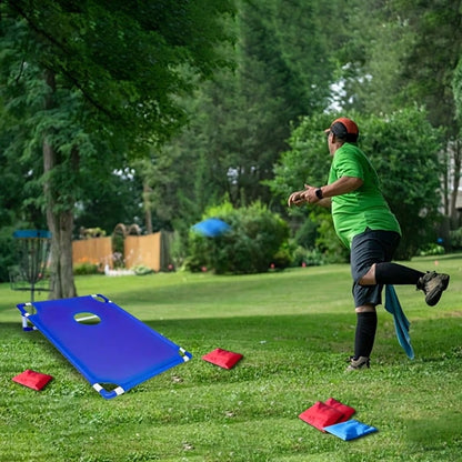 The Red And Blue Corn Throwing Game Set Includes 6/12 Beanbags + A Red And Blue Beanbag Corn Hole Board + A Gift Box. Perfect For Backyard Camping Entertainment, Indoor Party Games, And Beach Garden G