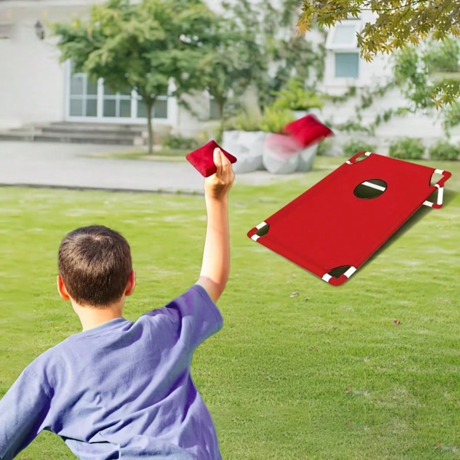 The Red And Blue Corn Throwing Game Set Includes 6/12 Beanbags + A Red And Blue Beanbag Corn Hole Board + A Gift Box. Perfect For Backyard Camping Entertainment, Indoor Party Games, And Beach Garden G