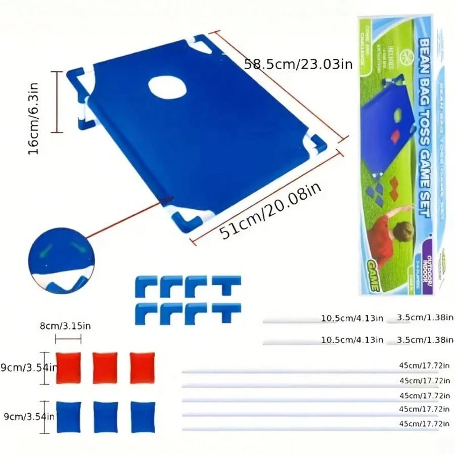 The Red And Blue Corn Throwing Game Set Includes 6/12 Beanbags + A Red And Blue Beanbag Corn Hole Board + A Gift Box. Perfect For Backyard Camping Entertainment, Indoor Party Games, And Beach Garden G