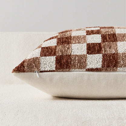 Thick 3D Checkerboard Chenille Pillow Case (Pillow Insert Not Included), Living Room Sofa Bedroom Cushion Soft Pillow Cover, Autumn, Room, Holiday Decoration Gift Use.