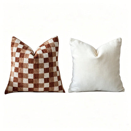 Thick 3D Checkerboard Chenille Pillow Case (Pillow Insert Not Included), Living Room Sofa Bedroom Cushion Soft Pillow Cover, Autumn, Room, Holiday Decoration Gift Use.