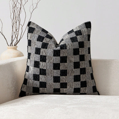 Thick 3D Checkerboard Chenille Pillow Case (Pillow Insert Not Included), Living Room Sofa Bedroom Cushion Soft Pillow Cover, Autumn, Room, Holiday Decoration Gift Use.